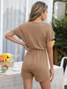 Decorative Button Round Neck Short Sleeve Romper Trendsi