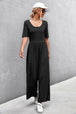 Scoop Neck Half Sleeve Wide Leg Jumpsuit Trendsi