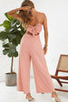  Spaghetti Strap Tie Back Wide Leg Jumpsuit Trendsi