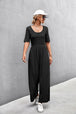 Scoop Neck Half Sleeve Wide Leg Jumpsuit Trendsi