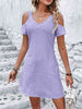  V-Neck Cold-Shoulder Dress -BazaarBey - www.shopbazaarbey.com