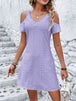  V-Neck Cold-Shoulder Dress -BazaarBey - www.shopbazaarbey.com