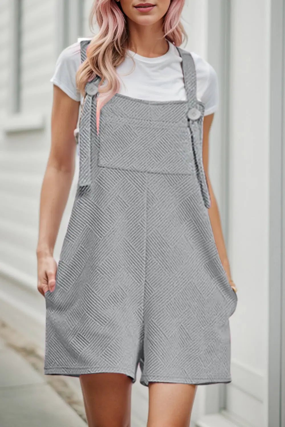 Textured Overall with Pockets Trendsi