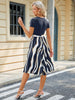Printed Tie Waist Short Sleeve Dress -BazaarBey - www.shopbazaarbey.com