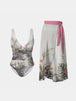 BazaarBey Printed Surplice Wide Strap wear and Skirt  Set 