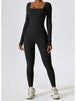 BazaarBey Square Neck Long Sleeve Sports Jumpsuit 