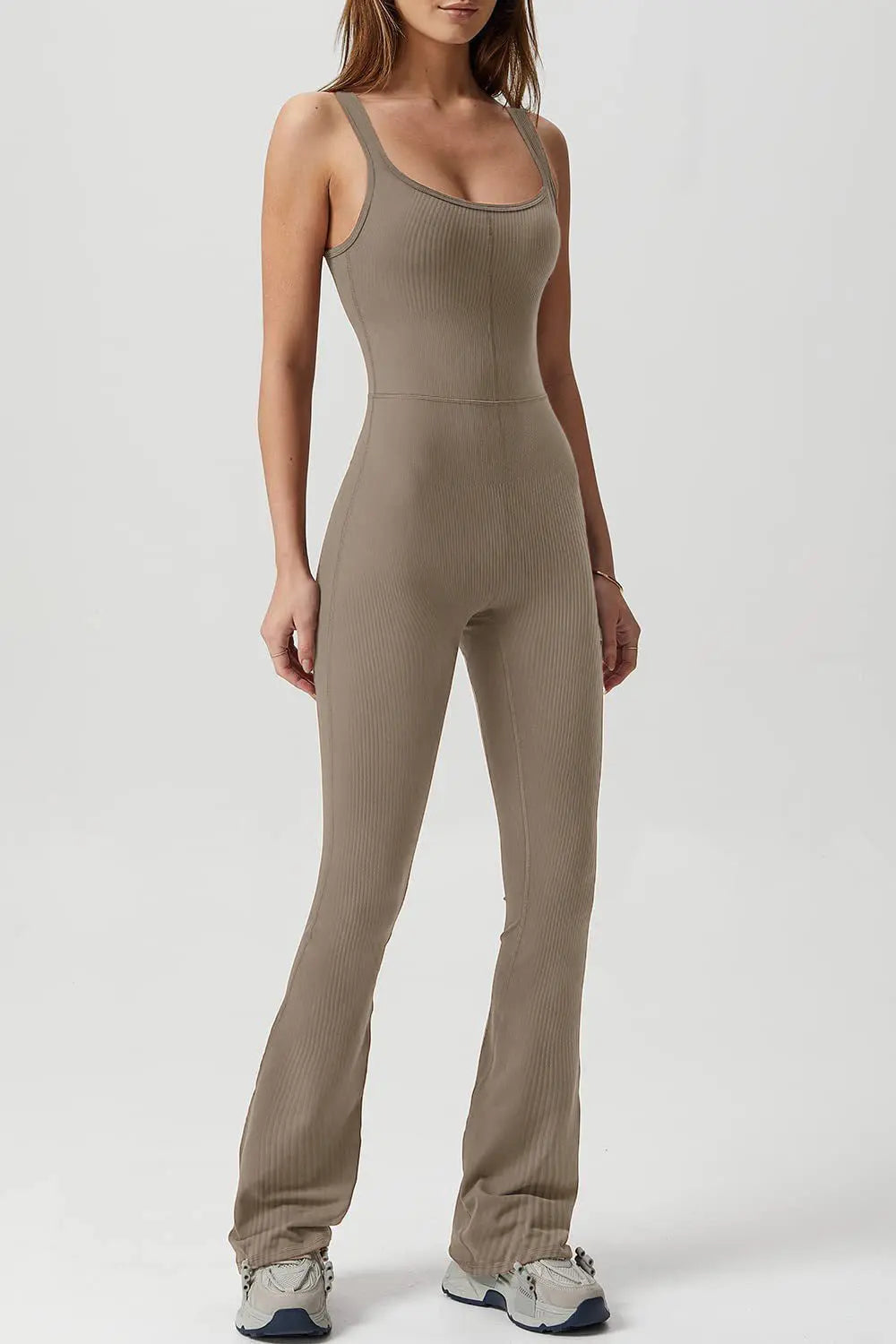 Square Neck Sleeveless Sports Jumpsuit Trendsi