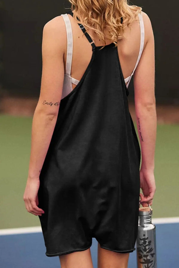 Pocketed Spaghetti Strap Romper Trendsi