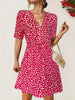 Printed V-Neck Short Sleeve Mini Dress -BazaarBey - www.shopbazaarbey.com