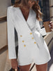 BazaarBey Lapel Collar Buttoned Long Sleeve Romper 