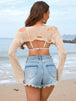 Distressed Boat Neck Long Sleeve Cover Up Trendsi