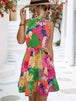 Tied Printed Mock Neck Sleeveless Dress -BazaarBey - www.shopbazaarbey.com