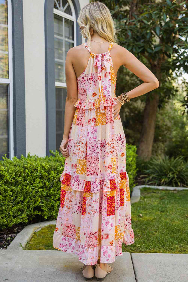   Neck Ruffled Maxi Dress -BazaarBey - www.shopbazaarbey.com