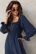 Smocked Long Flounce Sleeve Square Neck Jumpsuit Trendsi