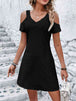  V-Neck Cold-Shoulder Dress -BazaarBey - www.shopbazaarbey.com