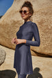 Slit Mock Neck Long Sleeve Top and Pants Swim Set Trendsi