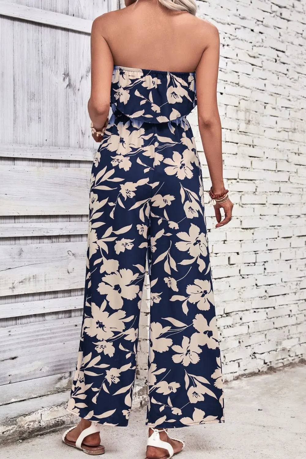 Floral Strapless Wide Leg Jumpsuit Trendsi