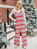 BazaarBey Christmas Color Contrast Wide-Legged Jumpsuit 