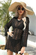 Openwork Scalloped  Long Sleeve Cover-Up Dress Trendsi