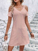  V-Neck Cold-Shoulder Dress -BazaarBey - www.shopbazaarbey.com