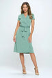  Tie Front  Short Sleeve Dress -BazaarBey - www.shopbazaarbey.com