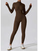Zip Up Mock Neck Long Sleeve Jumpsuit Trendsi