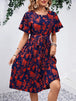 Printed Round Neck Short Sleeve Dress -BazaarBey - www.shopbazaarbey.com