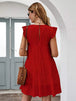 Ruffled Round Neck Cap Sleeve Mini Dress -BazaarBey - www.shopbazaarbey.com