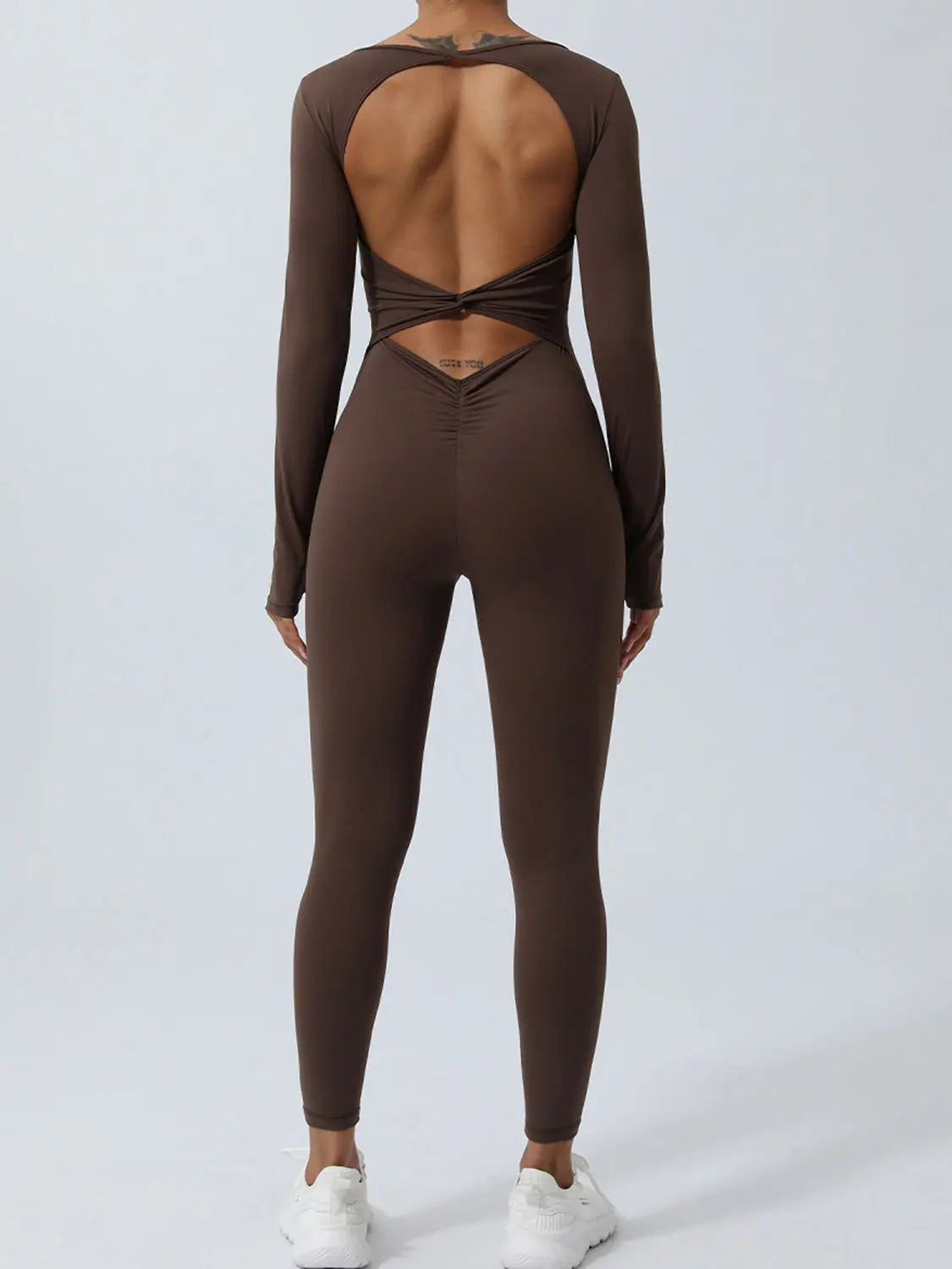 Twisted Backless Long Sleeve Jumpsuit Trendsi