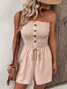 Decorative Button Smocked Strapless Romper Trendsi
