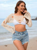 Distressed Boat Neck Long Sleeve Cover Up Trendsi