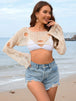 Distressed Boat Neck Long Sleeve Cover Up Trendsi
