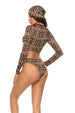 Printed Zip Up Three-Piece Swim Set Trendsi