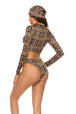Printed Zip Up Three-Piece Swim Set Trendsi