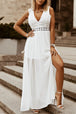 Slit Lace Detail V-Neck Dress -BazaarBey - www.shopbazaarbey.com