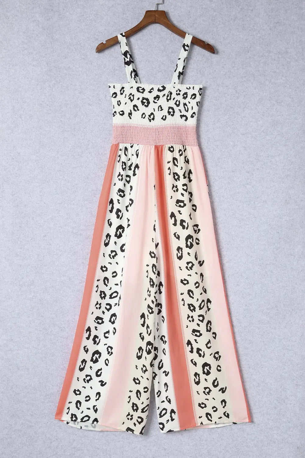  Color Block Smocked Jumpsuit Trendsi
