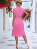 Buttoned Tie Waist Short Sleeve Dress -BazaarBey - www.shopbazaarbey.com