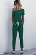 Asymmetrical Neck Tied Jumpsuit with Pockets Bazaarbey