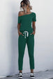 Asymmetrical Neck Tied Jumpsuit with Pockets Bazaarbey