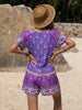 Tied Printed Short Sleeve Romper Trendsi