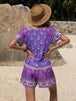 Tied Printed Short Sleeve Romper Trendsi
