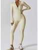 Zip Up Mock Neck Long Sleeve Jumpsuit Trendsi