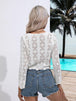 Drawstring V-Neck Long Sleeve Cover Up Trendsi