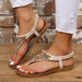 Beaded PU Leather Open Toe Sandals Trendsi
