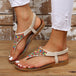 Beaded PU Leather Open Toe Sandals Trendsi