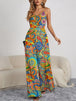 Decorative Button Spaghetti Strap Wide Leg Jumpsuit Bazaarbey