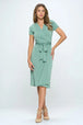  Tie Front  Short Sleeve Dress -BazaarBey - www.shopbazaarbey.com