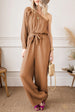 Texture Single Shoulder Tie-Waist Jumpsuit Trendsi