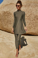 BazaarBey Slit Mock Neck Long Sleeve Top and Pants  Set 