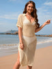 Slit Openwork  Short Sleeve Cover-Up Trendsi